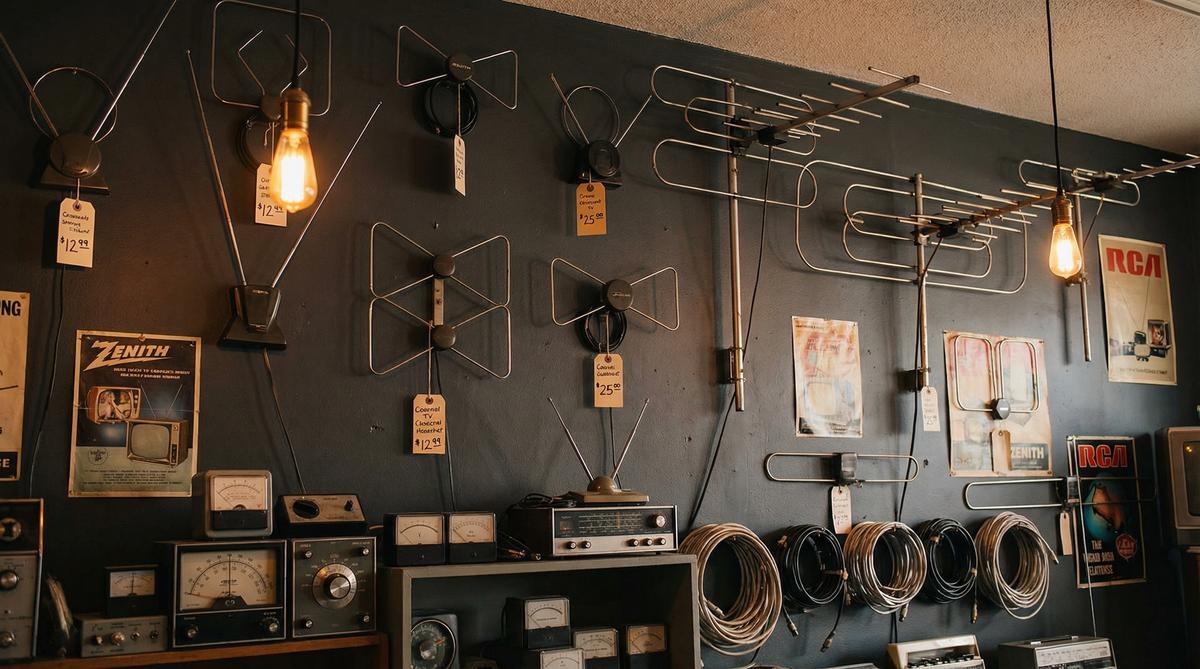 复古天线市场展示各类信号接收设备 - 好博体育