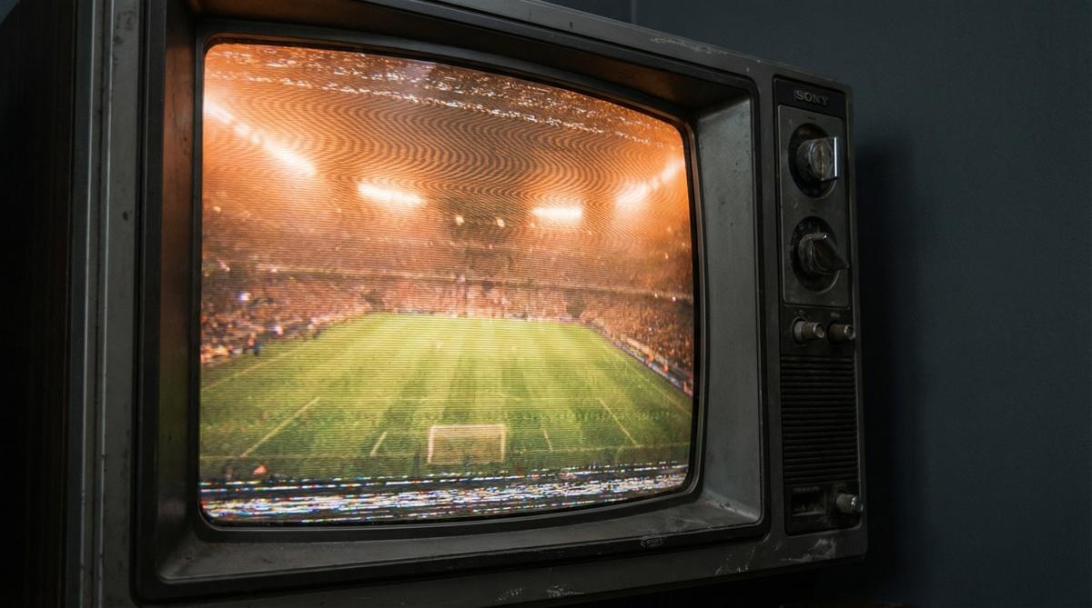 复古电视显示足球场画面 - 好博体育